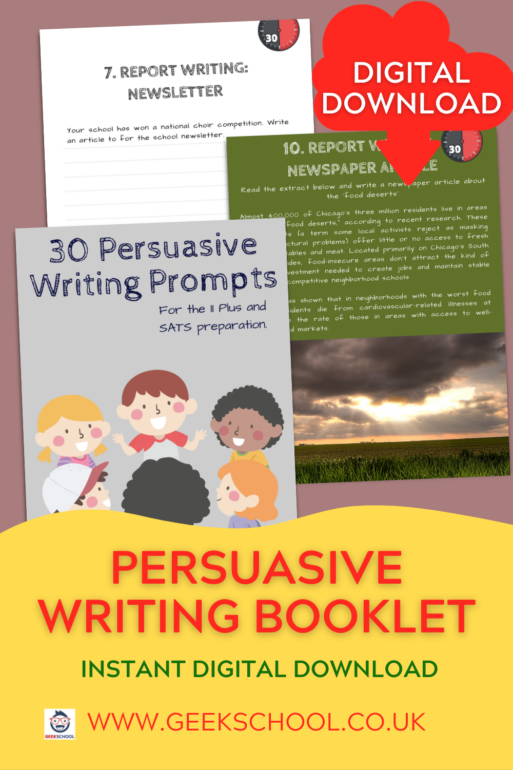 30 Persuasive Writing Tasks Booklet for 11 Plus and KS3 Test Success